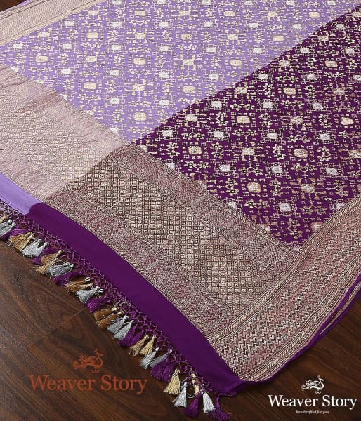 Handwoven_Banarasi_Georgette_Cutwork_Dupatta_in_Dual_Shade_of_Plum_and_Lavender_WeaverStory_02