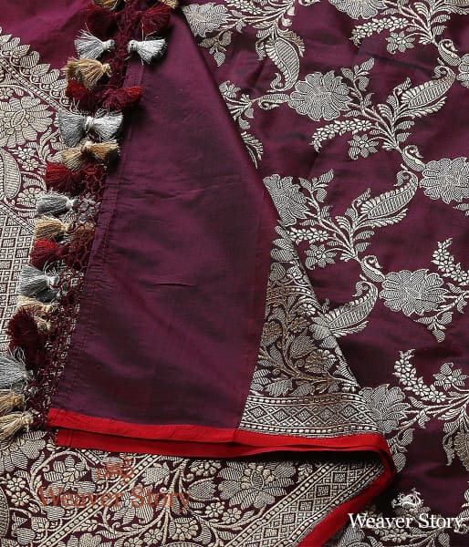 Handwoven_Wine_Kadhwa_Jangla_Dupatta_with_Silver_Meenakari_WeaverStory_02