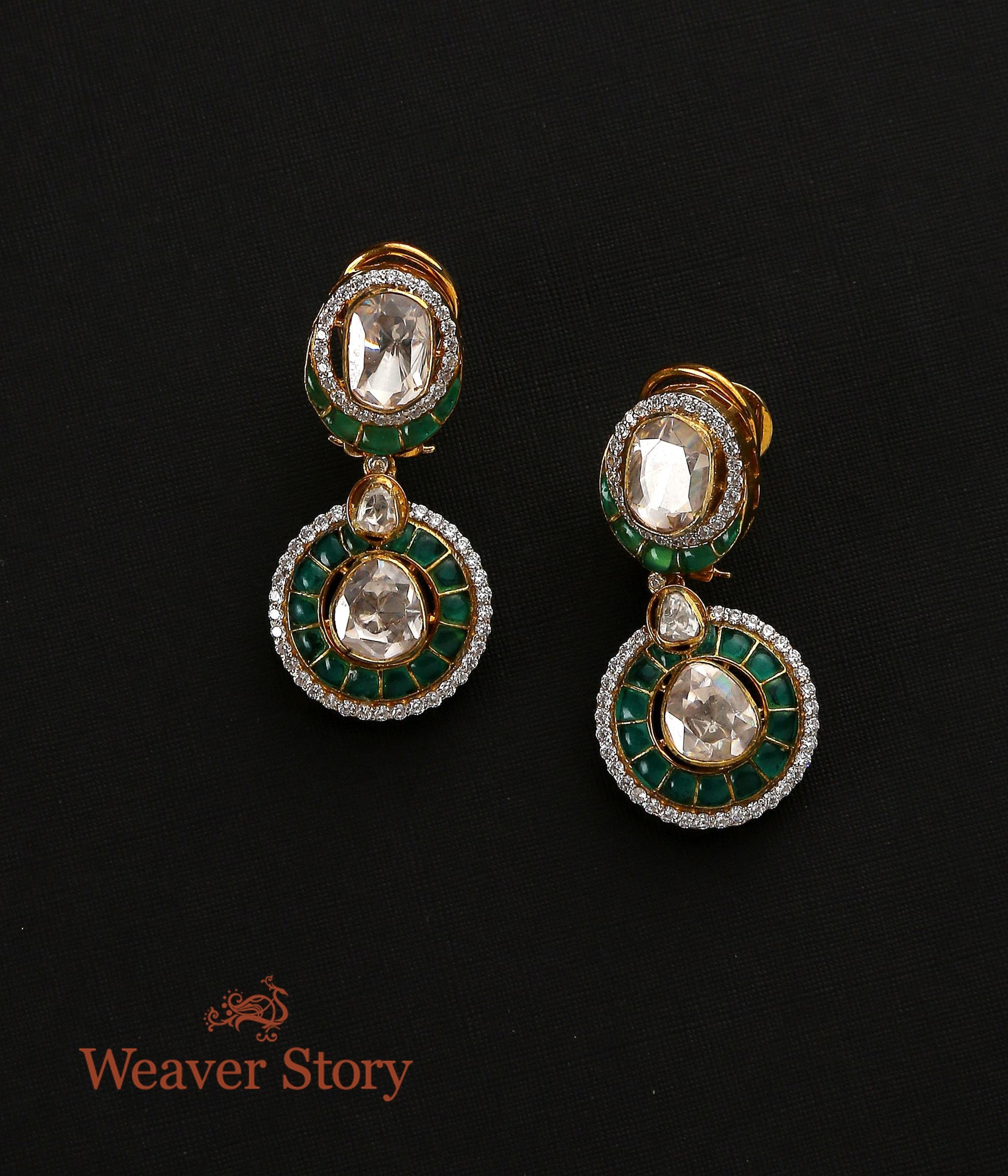 Aqsa_Earrings_with_Moissanite_Polki_Crafted_in_Pure_Silver_WeaverStory_02
