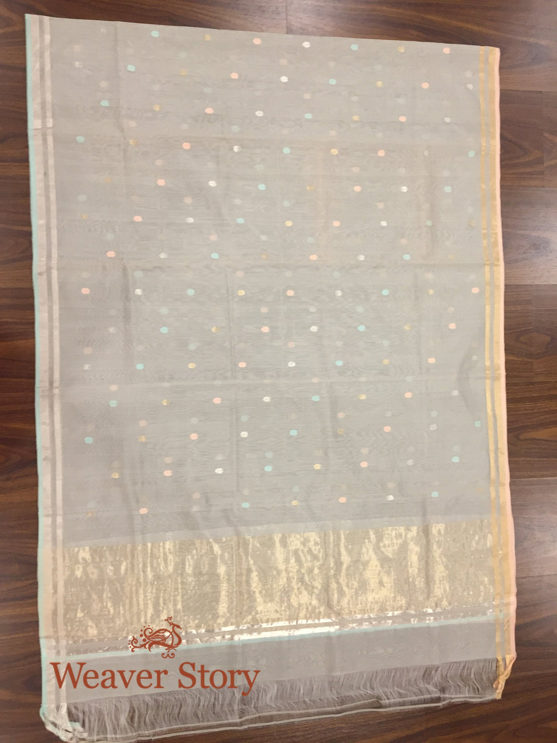 Handloom_Grey_Chanderi_Dupatta_with_Zari_Booti_WeaverStory_02