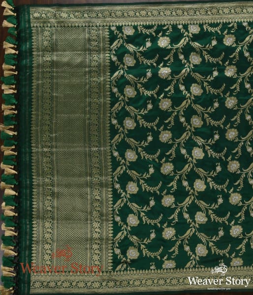 Handwoven_Emerald_Green_Kadhwa_Jangla_Dupatta_WeaverStory_02