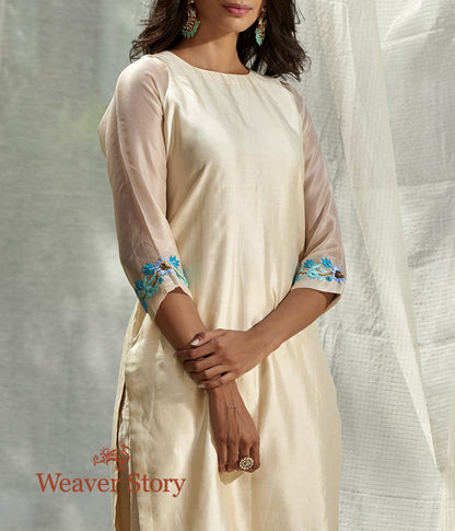 Handwoven_Ivory_Spun_Silk_Kurta_with_Embroidered_Cuffs_and_Ivory_Striped_Pants_WeaverStory_02