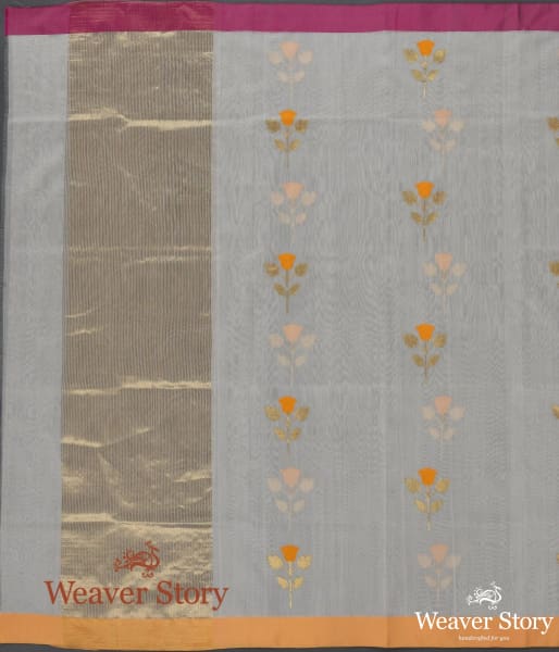 Handwoven_Offwhite_Cotton_Silk_Chanderi_Dupatta_with_Rose_Flower_Motif_WeaverStory_02