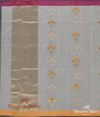 Handwoven_Offwhite_Cotton_Silk_Chanderi_Dupatta_with_Rose_Flower_Motif_WeaverStory_02