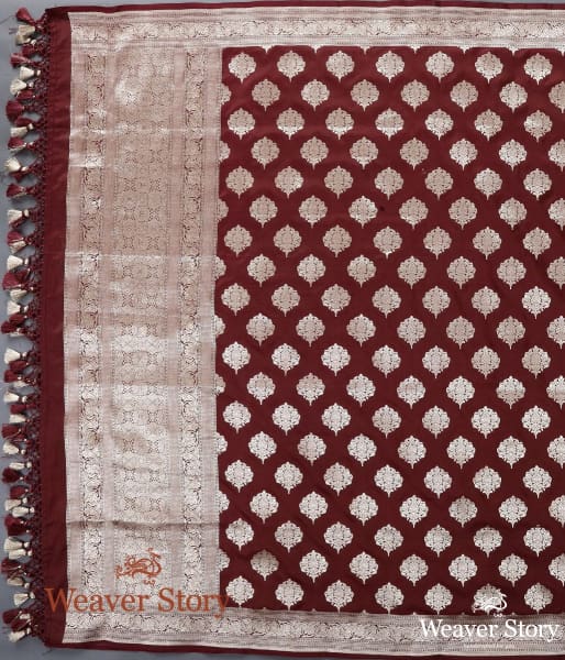 Handwoven_Maroon_Katan_Silk_Cutwork_Booti_Dupatta_WeaverStory_02