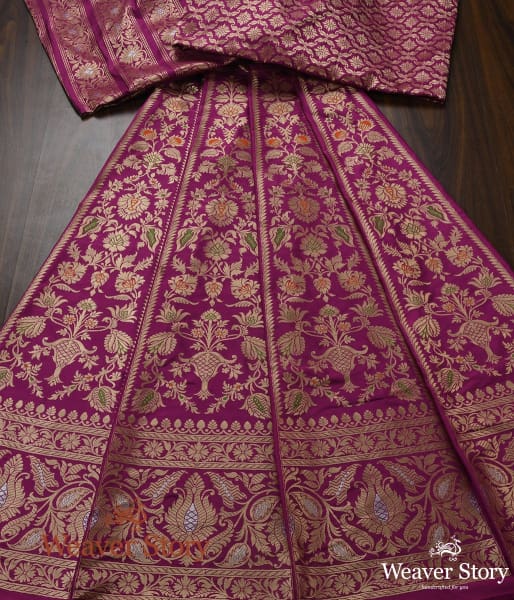 Handloom_Purple_Cutwork_Meenakari_Banarasi_Silk_Lehenga_WeaverStory_02