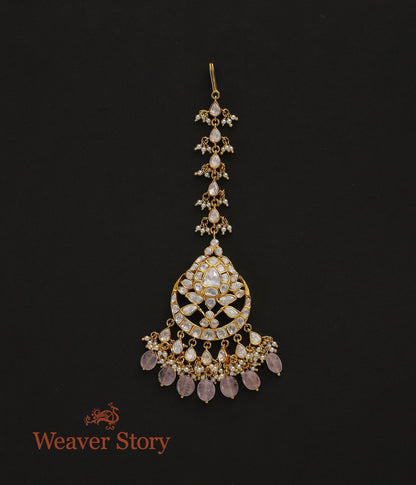 Gulabras_Matha_Tikka_with_Moissanite_Polki_Crafted_in_Pure_Silver_WeaverStory_02