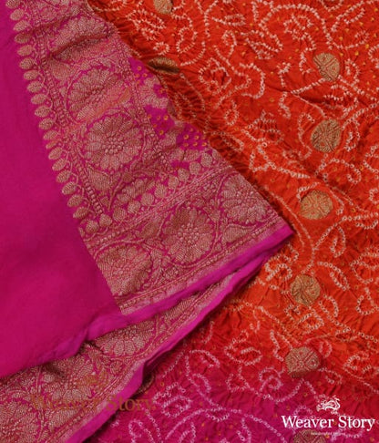 Handwoven_Pink_and_Orange_Ombre_Dyed_Bandhej_Dupatta_WeaverStory_02