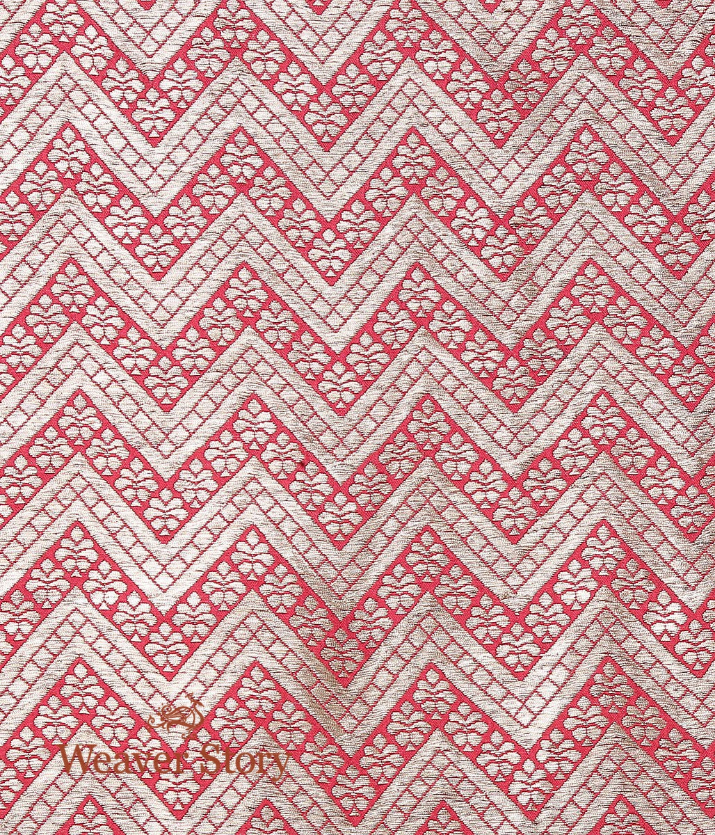 Handloom_Red_Brocade_Fabric_with_Chevron_Weave_WeaverStory_02