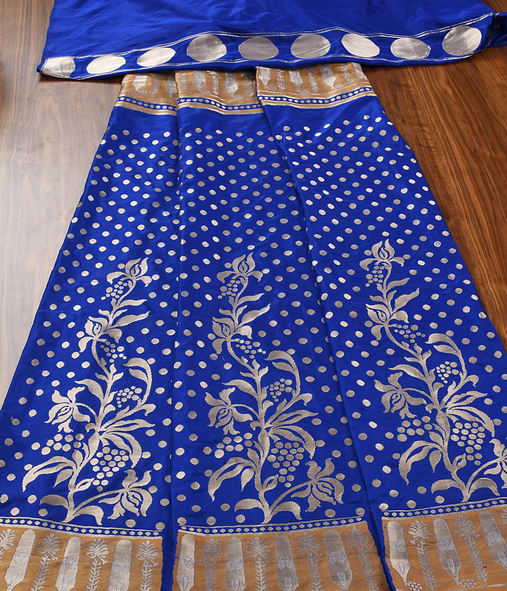 Handloom_Blue_Kadhwa_Banarasi_Lehenga_with_Gold_and_Silver_Zari_WeaverStory_02