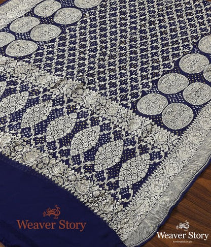 Handwoven_Banarasi_Bandhani_Georgette_Dupatta_in_Blue_WeaverStory_02