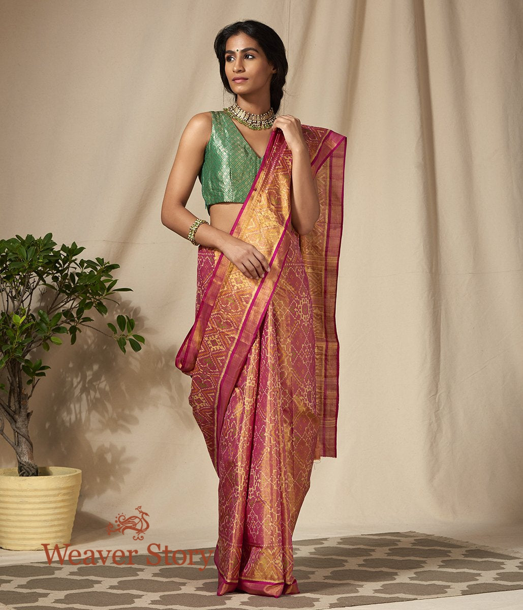 Handwoven_Silk_Tissue_Gujarat_Patola_Saree_in_Red_and_Gold_WeaverStory_02