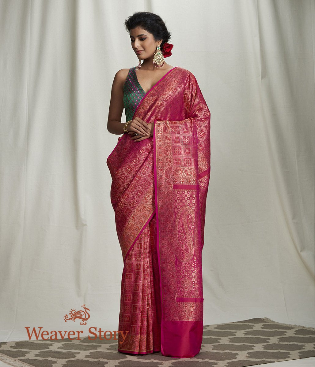 Handwoven_Pink_Banarasi_Gharchola_Saree_WeaverStory_02