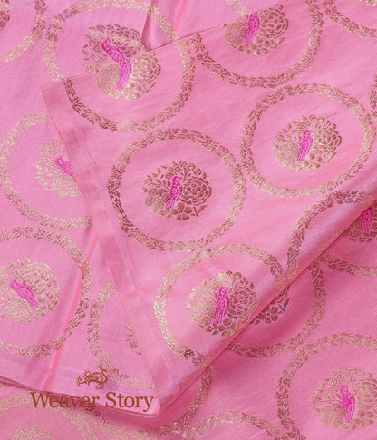 Handloom_Pink_Pure_Satin_Fabric_with_Bird_Motifs_WeaverStory_02