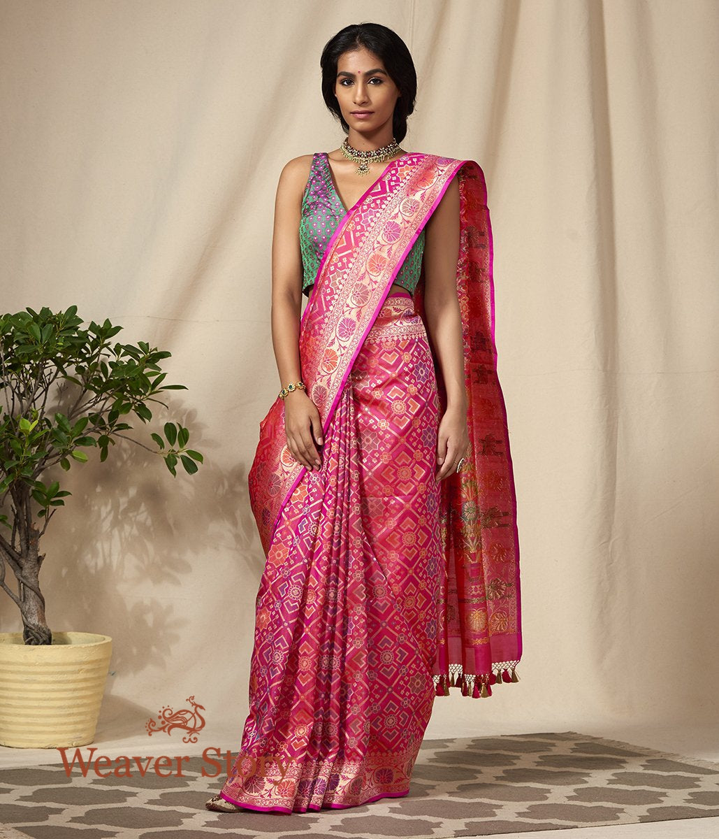 Handloom_Pink_Banarasi_Patola_Saree_with_Meenakari_WeaverStory_02
