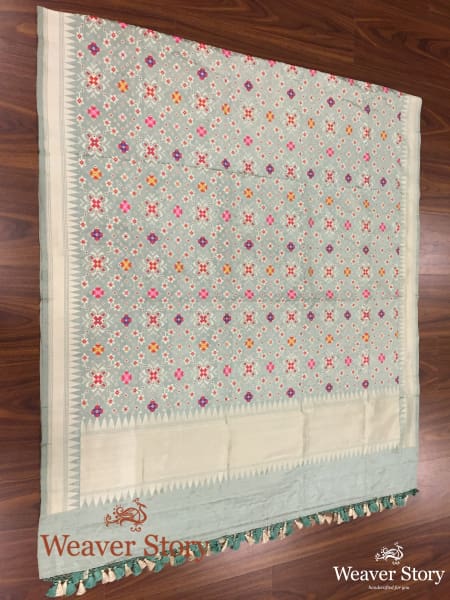 Handwoven_Powder_Blue_Silk_Tissue_Meenakari_Patola_Dupatta_WeaverStory_03