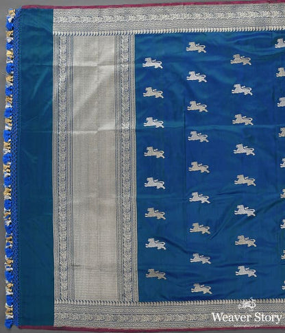 Handwoven_Blue_Banarasi_Dupatta_with_Lion_Motifs_WeaverStory_02