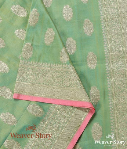 Handwoven_Pista_Green_Katan_Georgette_Dupatta_WeaverStory_02