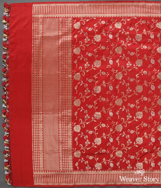 Handwoven_Red_Banarasi_Cutwork_Jangla_Dupatta_WeaverStory_02