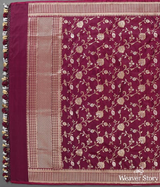 Handwoven_Wine_Banarasi_Cutwork_Jangla_Dupatta_WeaverStory_02