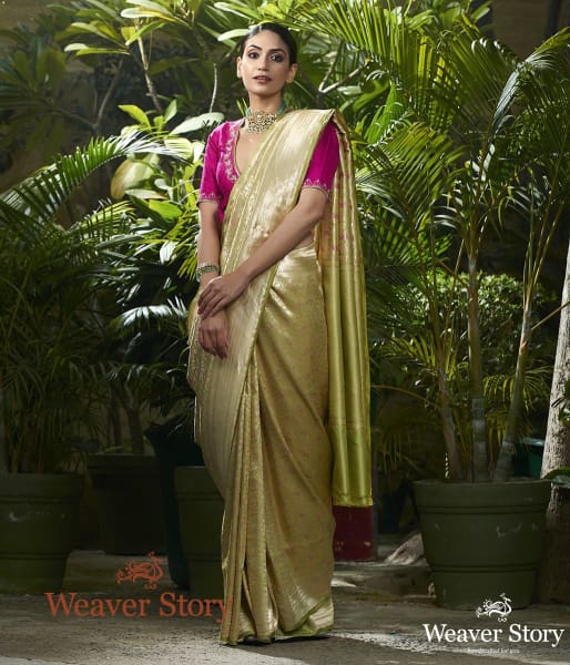 Handwoven_Light_Green_Kimkhab_Saree_with_Meenakari_WeaverStory_02