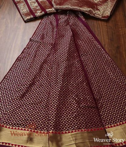 Wine_Handloom_Cutwork_Kalidar_Banarasi_Lehenga_WeaverStory_02