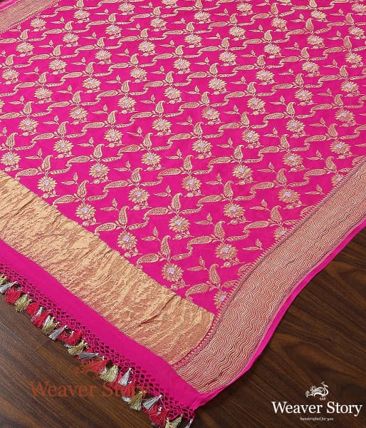 Handwoven_Banarasi_Georgette_Cutwork_Dupatta_in_Pink_WeaverStory_02