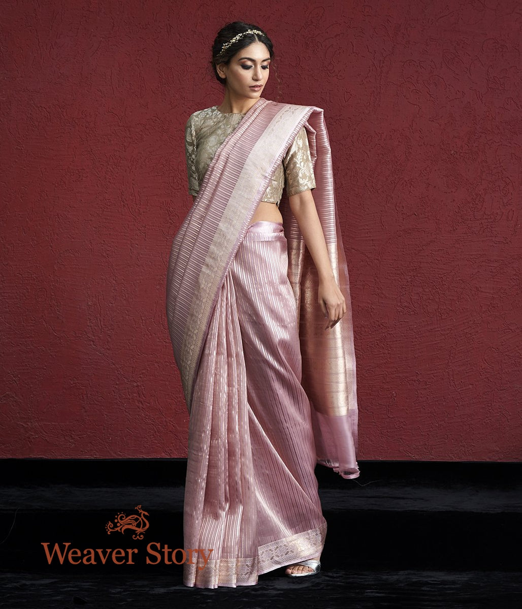 Handwoven_Soft_Mauve_Kora_Saree_with_Stripes_with_Satin_Border_WeaverStory_02