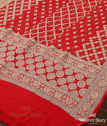 Handwoven_Banarasi_Bandhani_Georgette_Dupatta_in_Red_WeaverStory_02