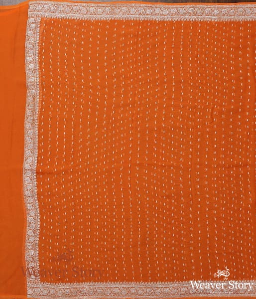 Handwoven_Orange_Georgette_Dupatta_with_Silver_Zari_WeaverStory_04