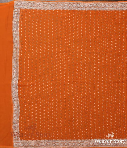 Handwoven_Orange_Georgette_Dupatta_with_Silver_Zari_WeaverStory_04