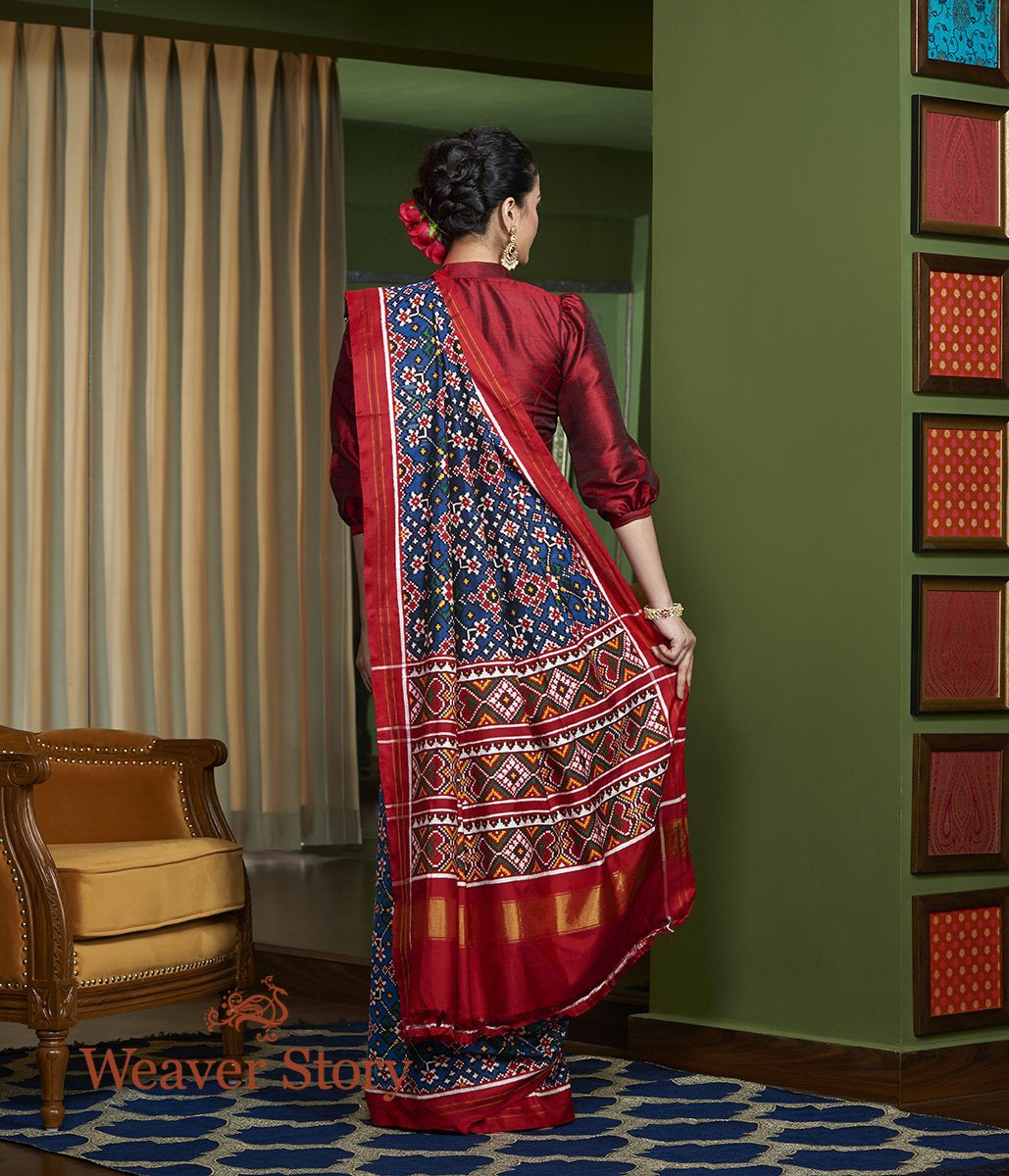 Buy Red and Green Patola Silk Sarees with Blouse from Ethnic Plus