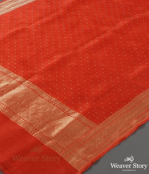 Handwoven_Red_Organza_Gold_Booti_Dupatta_WeaverStory_03