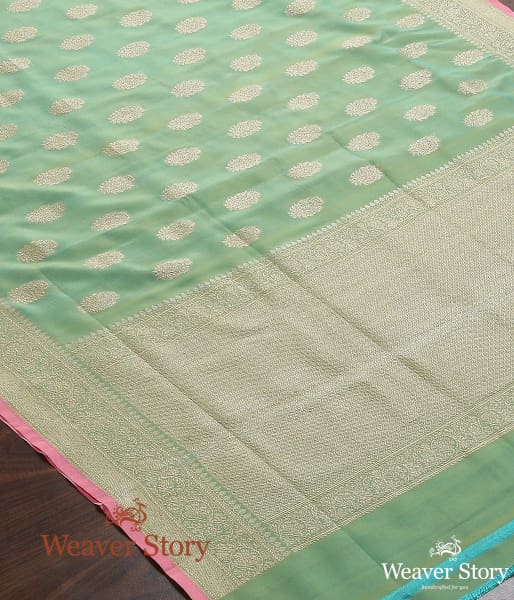 Handwoven_Pista_Green_Katan_Georgette_Dupatta_WeaverStory_03