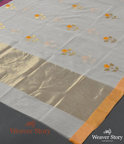 Handwoven_Offwhite_Cotton_Silk_Chanderi_Dupatta_with_Rose_Flower_Motif_WeaverStory_03