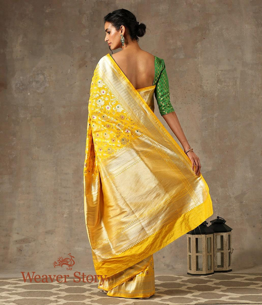 Handloom_Yellow_Cutwork_Banarasi_Saree_with_Meenakari_and_Jangla_Design_and_Brocade_Blouse._WeaverStory_03