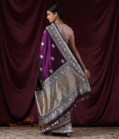 Handwoven_Purple_Elephant_Booti_Saree_with_Shikargah_Border_WeaverStory_03