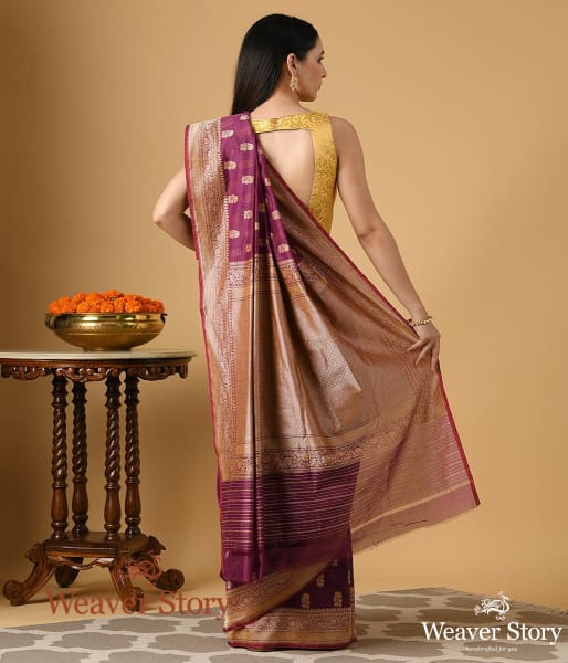 Handwoven_Phalsa_Color_Banarasi_Cotton_Saree_WeaverStory_03