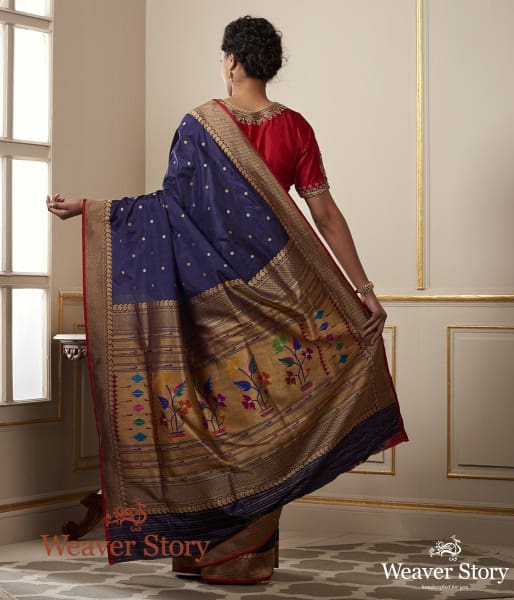 Handwoven_Dark_Purple_Paithani_Border_WeaverStory_03