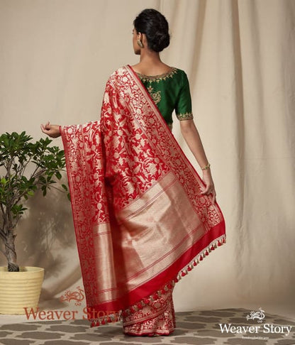 Handwoven_Red_Banarasi_Shikargah_Saree_WeaverStory_03