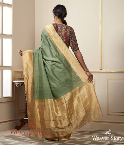 Handwoven_Pista_Green_Pashmina_Saree_WeaverStory_03