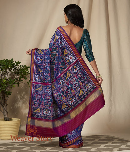 Handwoven_Blue_and_Teal_Dual_Tone_Gujarat_Patola_Saree_with_Purple_Border_WeaverStory_03