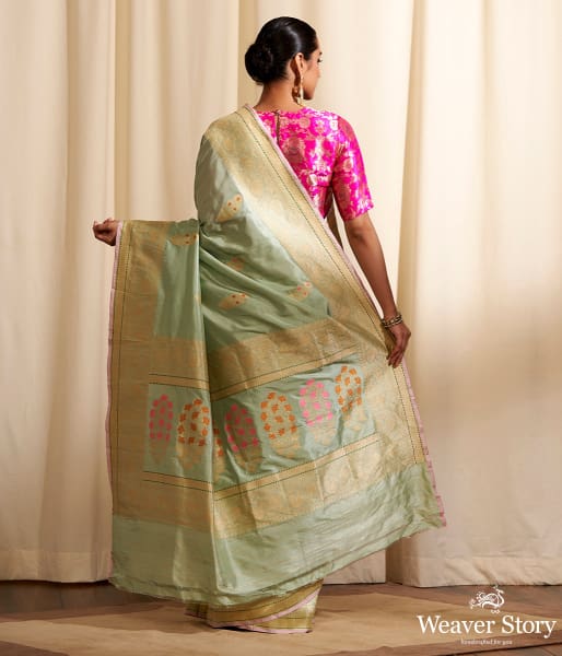 Handloom_Sage_Green_Saree_with_Meenakari_Motifs_WeaverStory_03