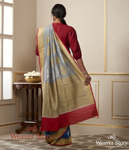 Handwoven_Grey_Tussar_Banarasi_Georgette_Saree_WeaverStory_03