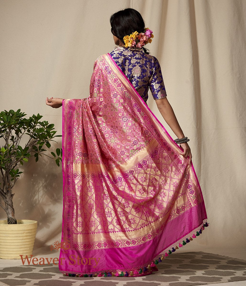 Handwoven_Rose_Pink_Meenakari_Banarasi_Patola_Saree_WeaverStory_03