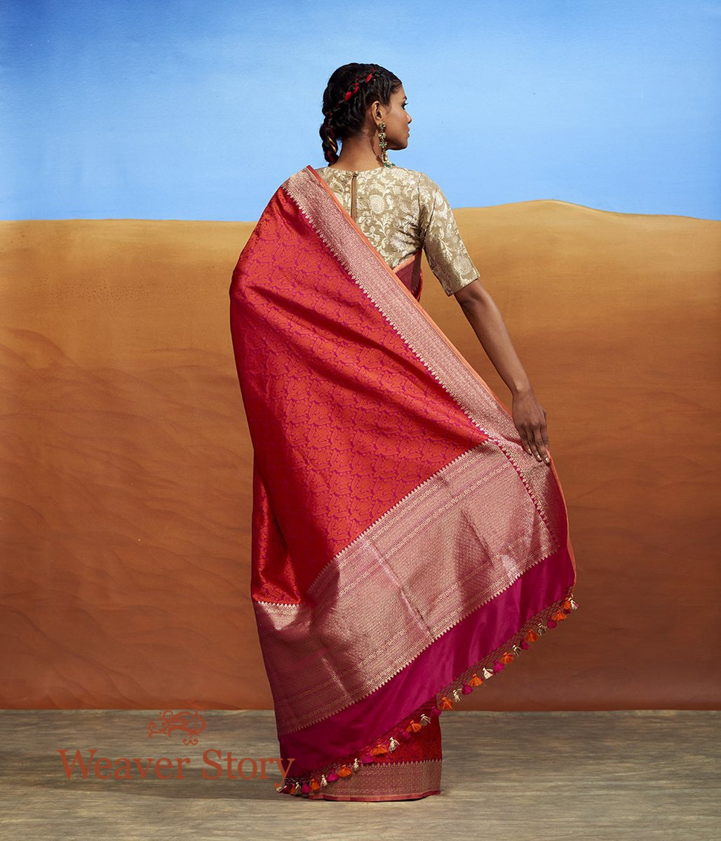 Handwoven_Pink_and_Orange_Tanchoi_with_Floral_Motifs_WeaverStory_03