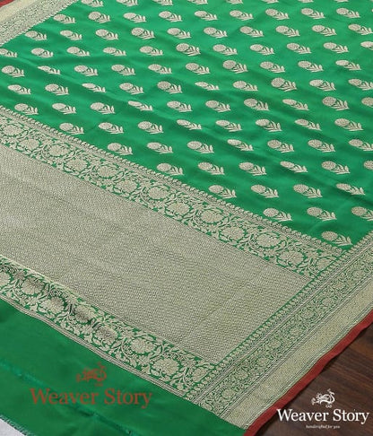 Handwoven_Dark_Green_Katan_Georgette_Dupatta_WeaverStory_03