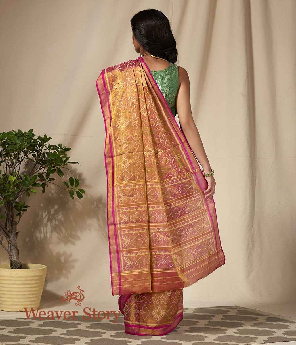 Handwoven_Silk_Tissue_Gujarat_Patola_Saree_in_Gold_and_Pink_WeaverStory_03