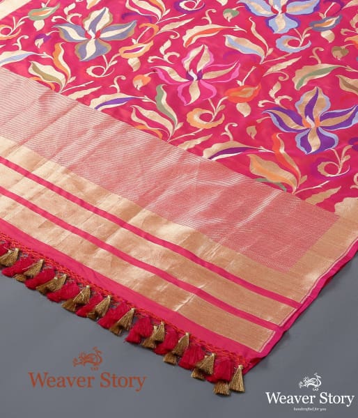 Handwoven_Rani_Pink_Cutwork_Kimkhab_Dupatta_with_Meenakari_WeaverStory_03