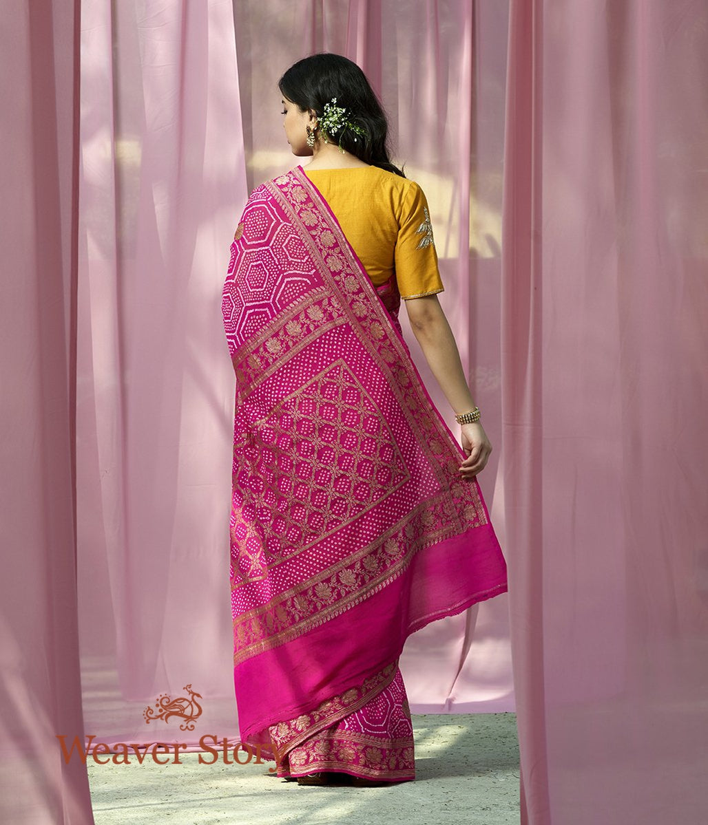 Handloom_Pink_Ombre_Dyed_Bandhej_Saree_WeaverStory_03
